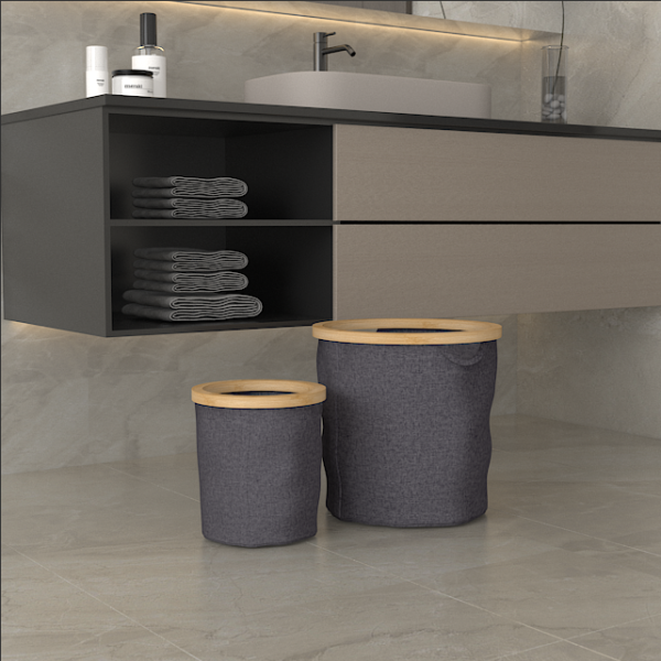 Bamboo-Lid Laundry Hamper Set